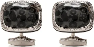 Rhodium marbled cufflinks