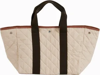 Beige Traversee M Quilted Tote