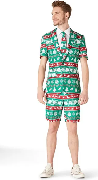 Suitmeister Men's Christmas Suit - Summer Christmas Green Nordic - Green - Size: M