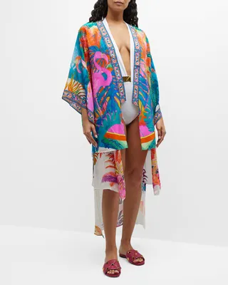 Flamenco Flamingo Kimono With Long Underlayer