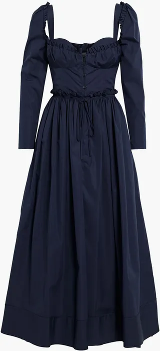 Winter Garden gathered cotton-poplin maxi dress
