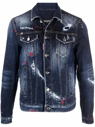 Paint-Splatter Denim Jacket