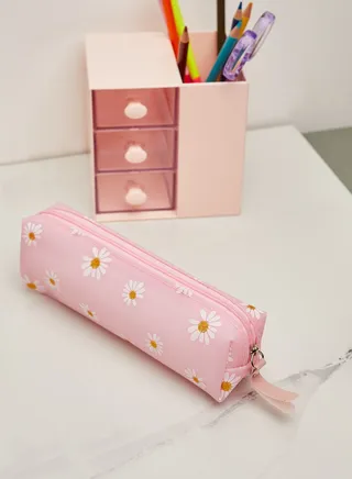Pink Daisy Pencil Case