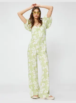 Wide Leg Gimped Long Jumpsuit
