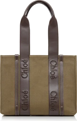 Women's Woody Leather-Trimmed Canvas Tote Bag