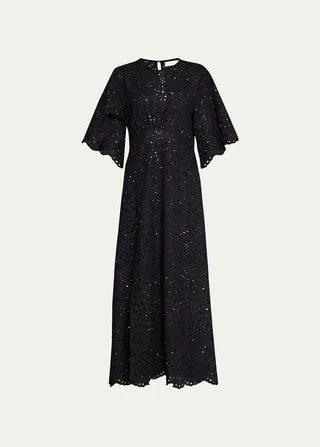 Lily Embroidered Eyelet Midi Dress