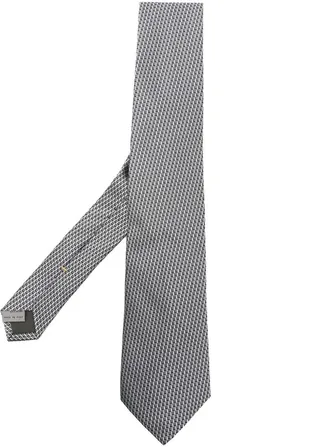 Metallic Check-Pattern Silk Tie