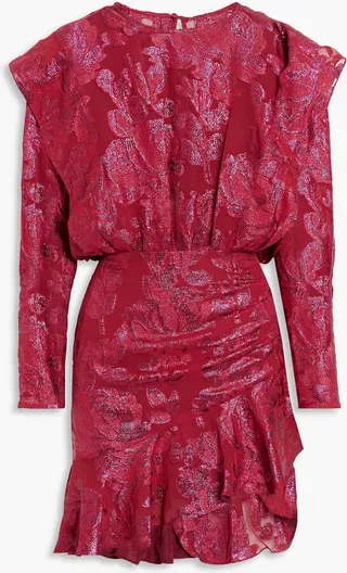 Murai metallic fil coupé silk-blend georgette mini dress