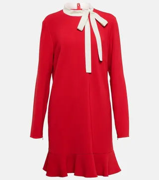 Tie-neck frisottine minidress