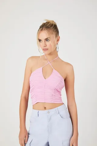 Ruched Halter Crop Top