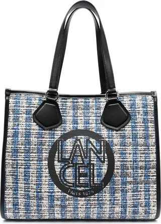 Logo-Embroidered Tweed Tote