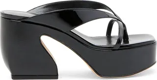 90MM Laminated Leather Platform Thong Sandals