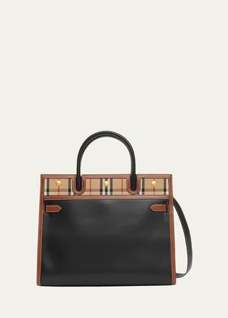 Small Title Check-Trim Tote Bag