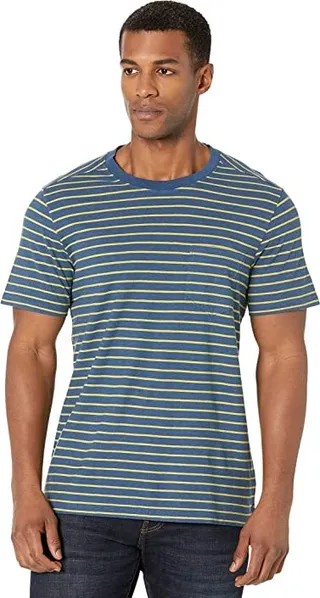 Toad&Co Grom Hemp Short Sleeve Tee (Enamel Blue Stripe) Men's T Shirt
