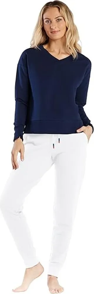 Helen Jon V-Neck Pullover (Navy) Women's Sweatshirt
