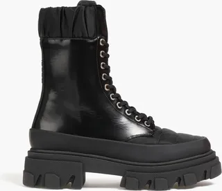 Quilted shell and leather combat boots