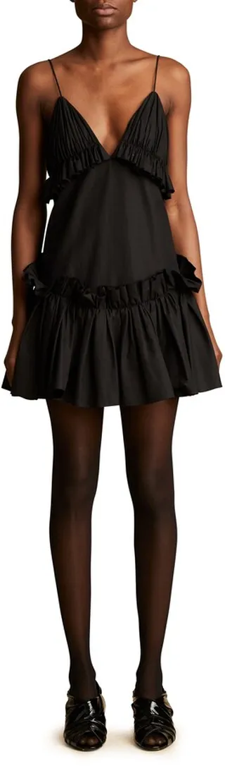 Ade Ruffle Trim Cotton Twill Minidress