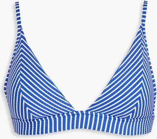 Go Overboard striped ribbed triangle bikini top