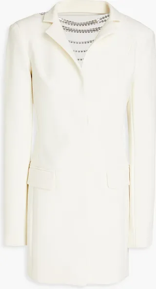 Cutout crystal-embellished grain de poudre mini dress