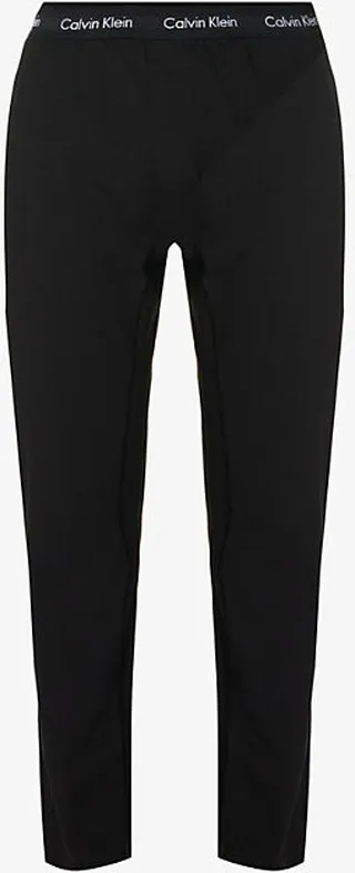 Mens Black Branded-waistband tretch-cotton Pyjama Bottoms