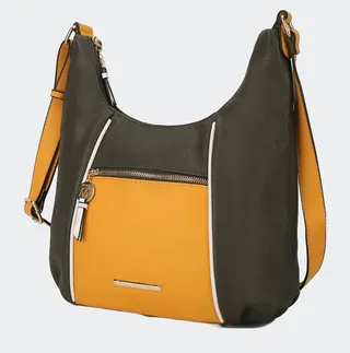 MKF Collection by Mia K Lavinia Color-Block Vegan Leather Women’s Shoulder Bag - Yellow