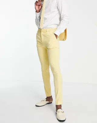 ASOS DESIGN super skinny suit pants in yellow