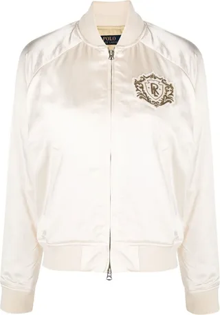 Logo-Patch Satin Bomber Jacket