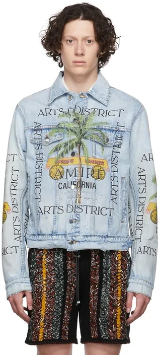 AMIRI Blue Printed Denim Jacket
