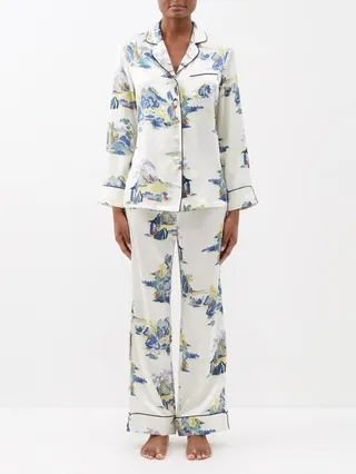 Lila Landscape-print Silk Pyjamas