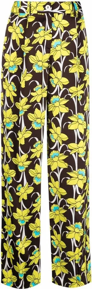 Daffodils-Print Straight-Leg Trousers