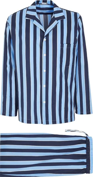 Cotton Striped Pyjama Set Sleepwear Blue