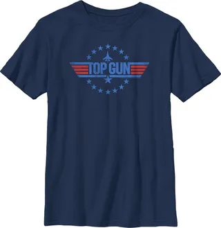 Boy's Top Gun Circle of Stars Logo T-Shirt - Navy Blue - Medium