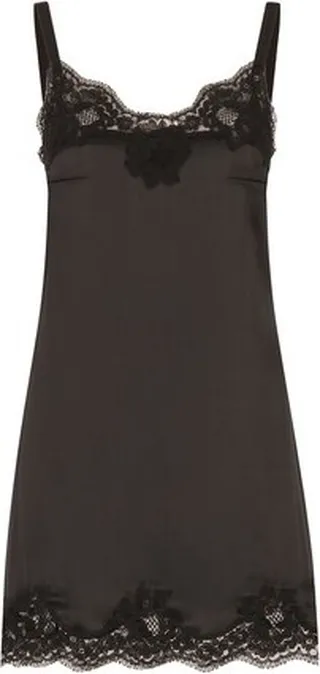 Satin lingerie-style slip with lace detailing