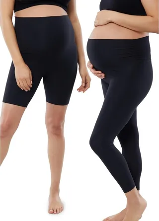 Ingrid & Isabel Basics Maternity Legging & Bike Short Bundle 2 Pack Black Size M