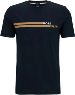 Cotton-jersey slim-fit T-shirt with racing-inspired stripe