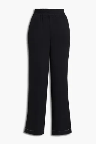 Piqué wide-leg pants