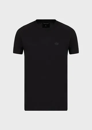 Supima jersey T-shirt with micro eagle patch