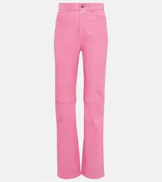 Terry high-rise straight leather pants