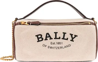 Canvas shoulder bag with logo print