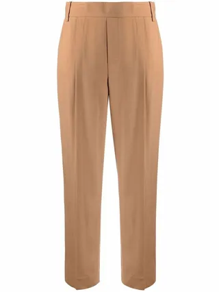 Pleat-Detail Cropped Tailored Trousers