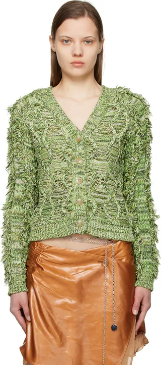 Andersson Bell Green Fringe Two Way Cardigan