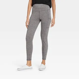 Women's High Waisted Stash Pocket Leggings - A New Day™ Gray L