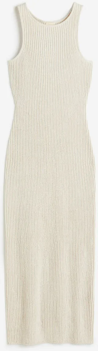Rib-knit Silk-blend Dress