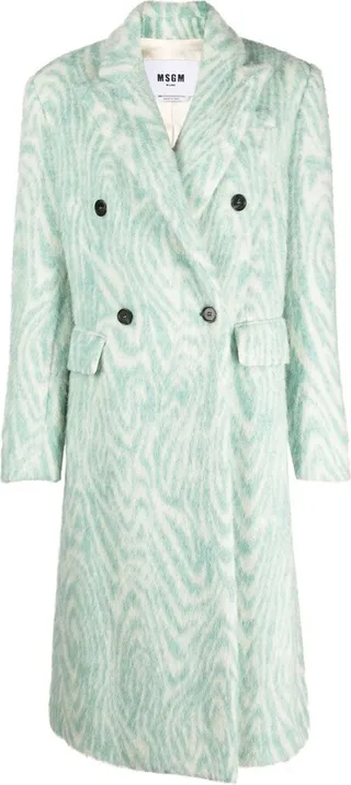 Double-Breasted Button-Fastening Coat