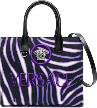 Purple Zebra Large Canvas Tote Bag