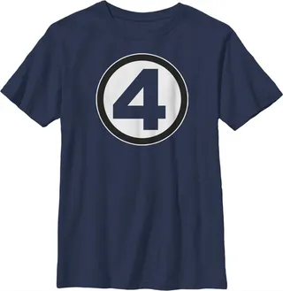Boy's Marvel: Fantastic Four Classic Logo T-Shirt - Navy Blue - Medium
