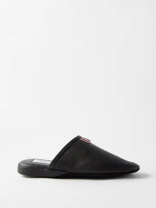 Pebbled-leather Slippers