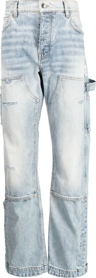 Distressed Straight-Leg Jeans