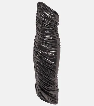 Diana one-shoulder lame midi dress