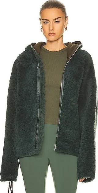 Rick Owens Shearling Sealed Windbreaker Jacket in Green